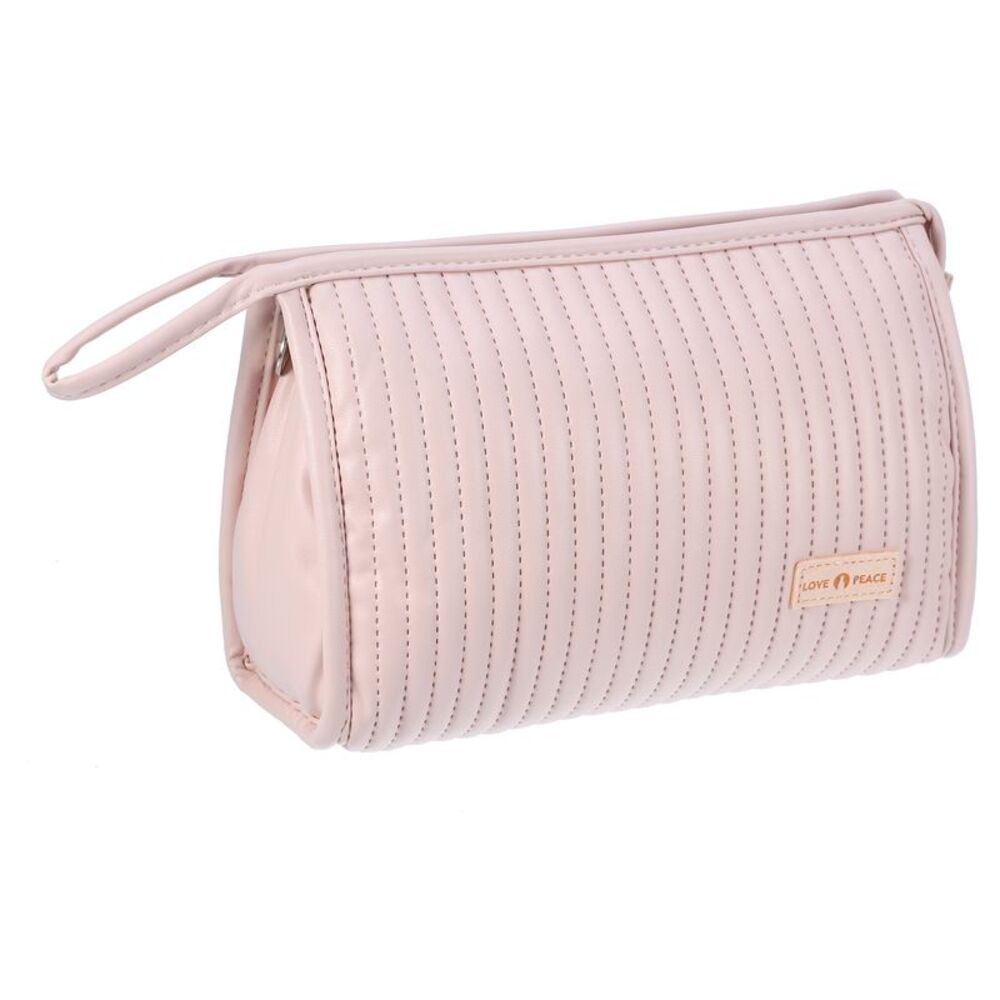 PU Leather Travel Large Makeup Organizer Toiletry Bag Pink